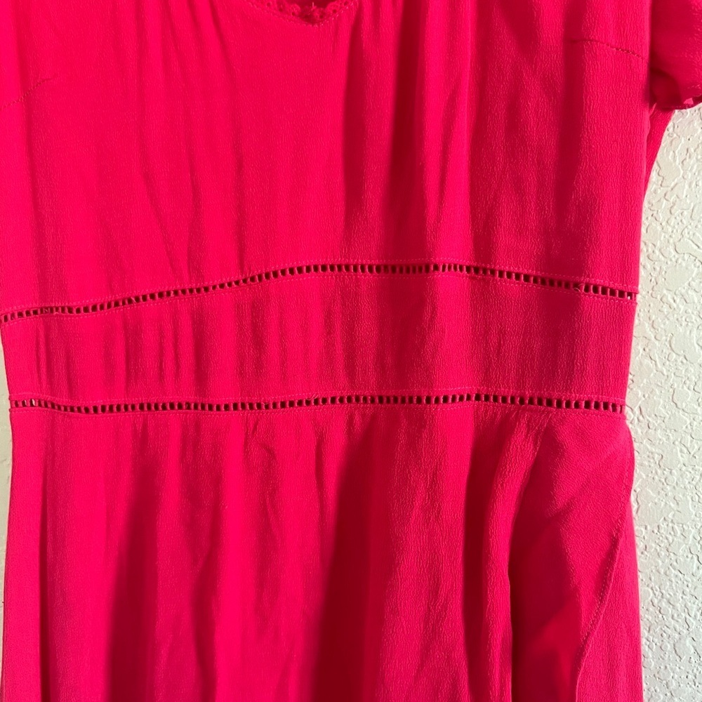 Tuckernuck Francesca Short Sleeve Maxi Ruffle Faux Wrap Dress In Hot Pink.Size S - Picture 11 of 12